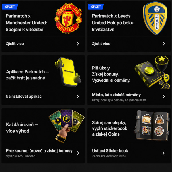Uvítací bonus Parimatch pro všechny nové klienty